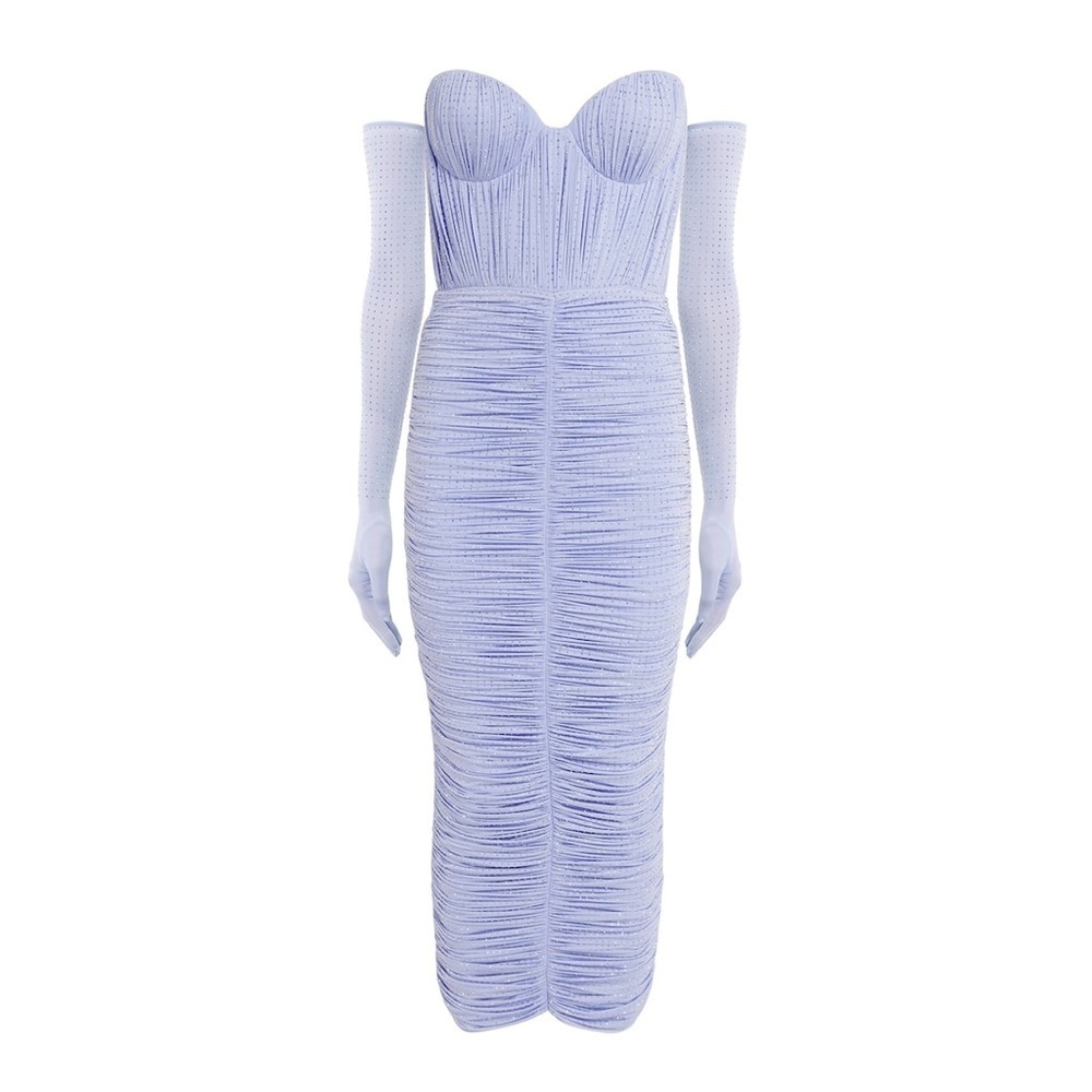 Alex Perry Crystal Sweetheart Midi Dress Lilac